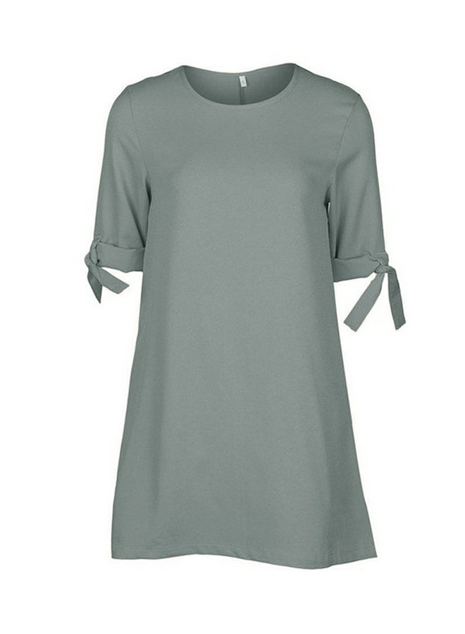 Solid Bowknot Detailed Sleeves Mini Dress Green  - Image 2