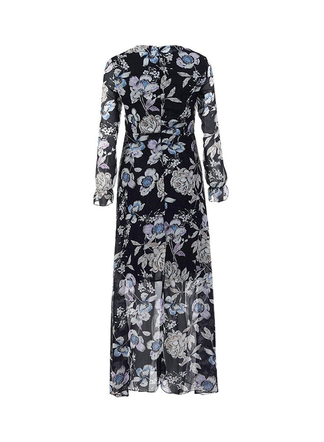 Floral Print Long Sleeves Maxi Dress Black - Image 2