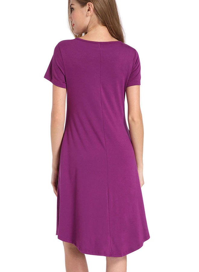 Solid Swing Pocket Detail Mini Dress Purple - Image 2