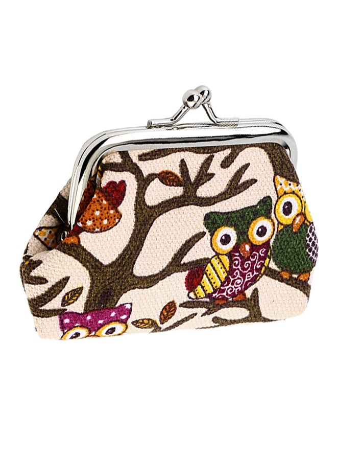 Canvas Owl Print Clutch Multicolour