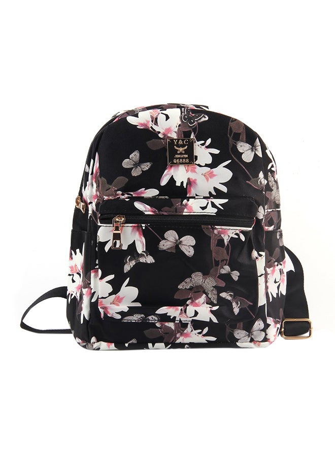 OUTAD Floral Print Backpack Black 