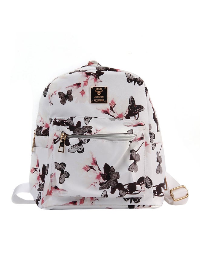 Floral Print Backpack White