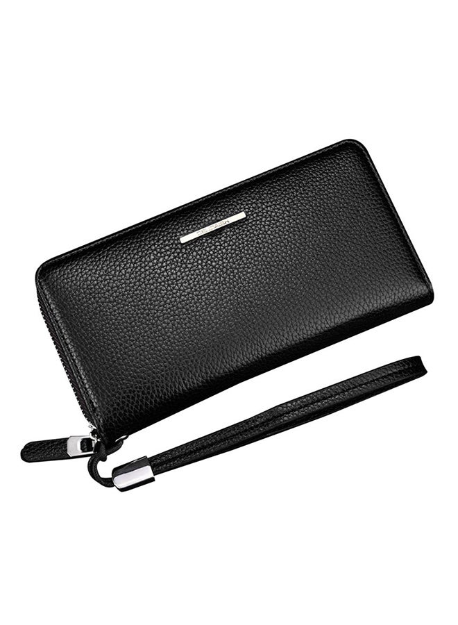 OUTAD Leather Zipper Wallet Black 