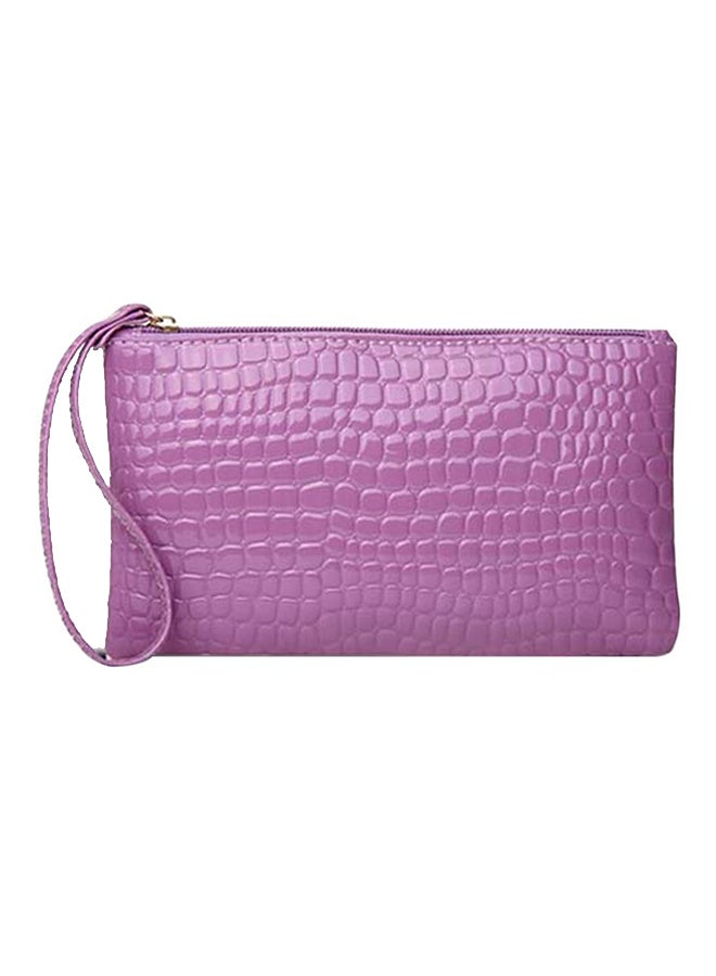 حقيبة يد صغيرة جلدية بنمط جلد تمساح أرجواني