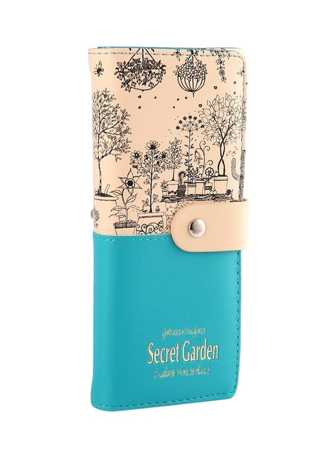 OUTAD Multifunctional Leather Wallet Blue/Beige