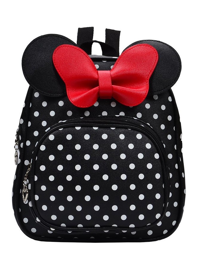 OUTAD PU Leather Bowknot Pattern Backpack Black/White