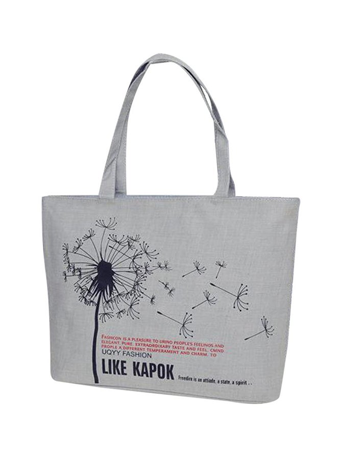 OUTAD Printed Zipper Tote Bag Grey