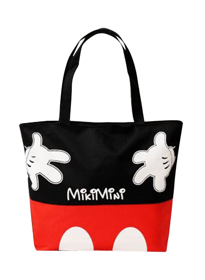 OUTAD Printed Zipper Tote Bag MulticolourBlack/Red/White 