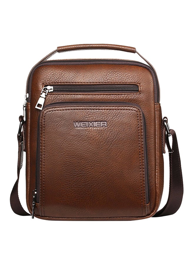 أوتاد حقيبة كروس من الجلد بسحاب بني 