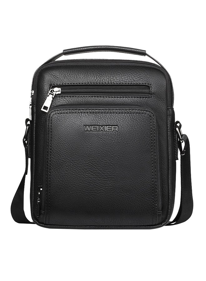 OUTAD Leather Zipper Crossbody Bag Black 