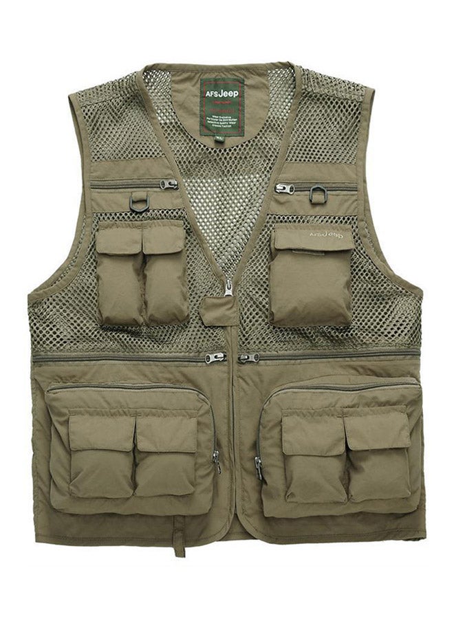 afs - Outdoor Leisure Director Cameraman Reporters Fishing String Vest Khaki - Image 1