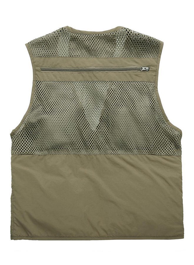 afs - Outdoor Leisure Director Cameraman Reporters Fishing String Vest Khaki - Image 1
