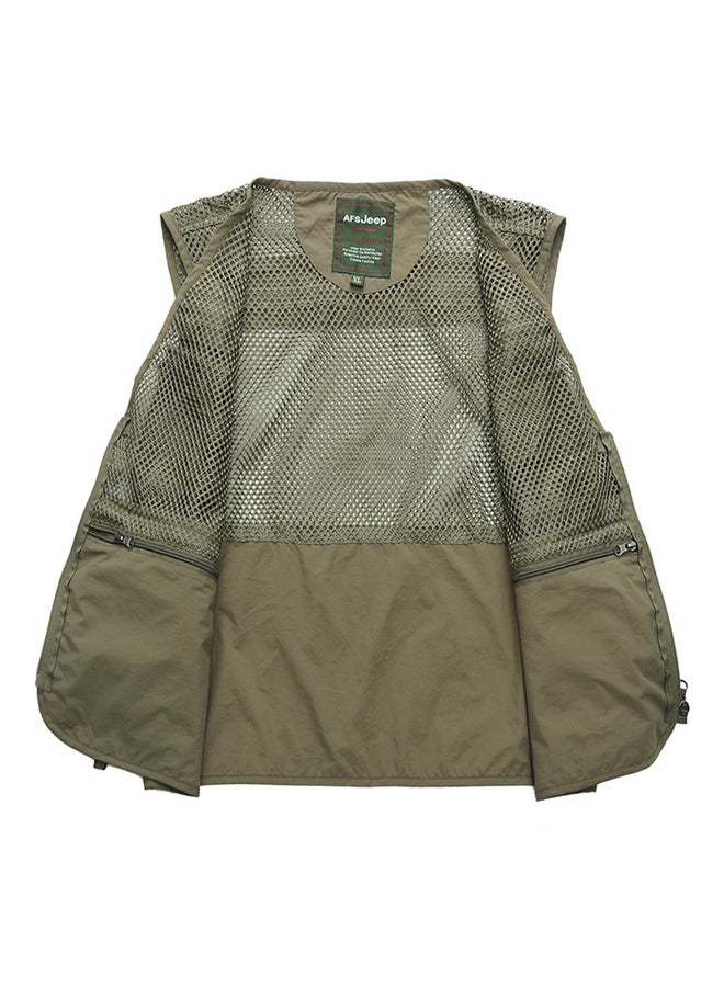 afs - Outdoor Leisure Director Cameraman Reporters Fishing String Vest Khaki - Image 1