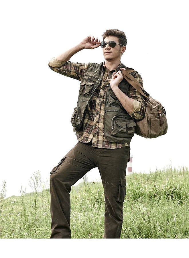 afs - Outdoor Leisure Director Cameraman Reporters Fishing String Vest Khaki - Image 1