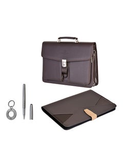 Raul Briefcase With A4 Folder Case, Pen And Keychain Brown