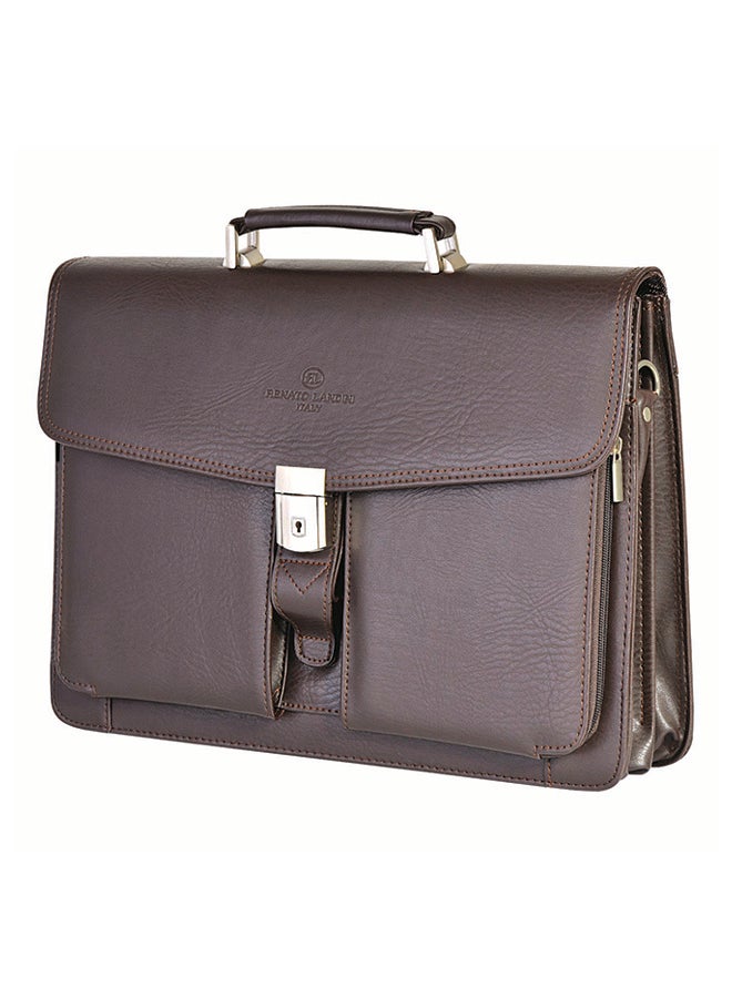 RENATO LANDINI - Raul Briefcase With A4 Folder Case, Pen And Keychain Brown - Image 1