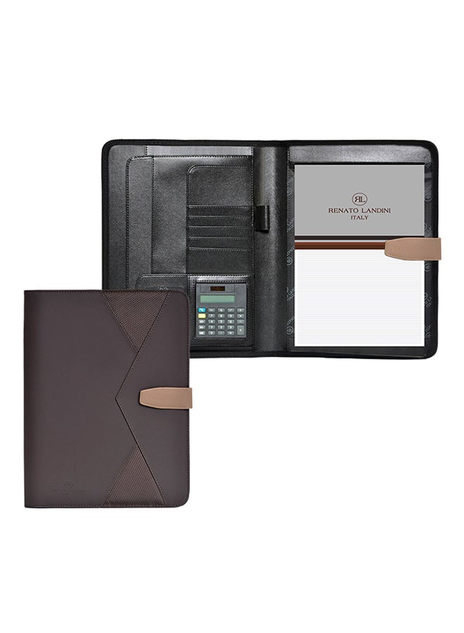 RENATO LANDINI - Raul Briefcase With A4 Folder Case, Pen And Keychain Brown - Image 1