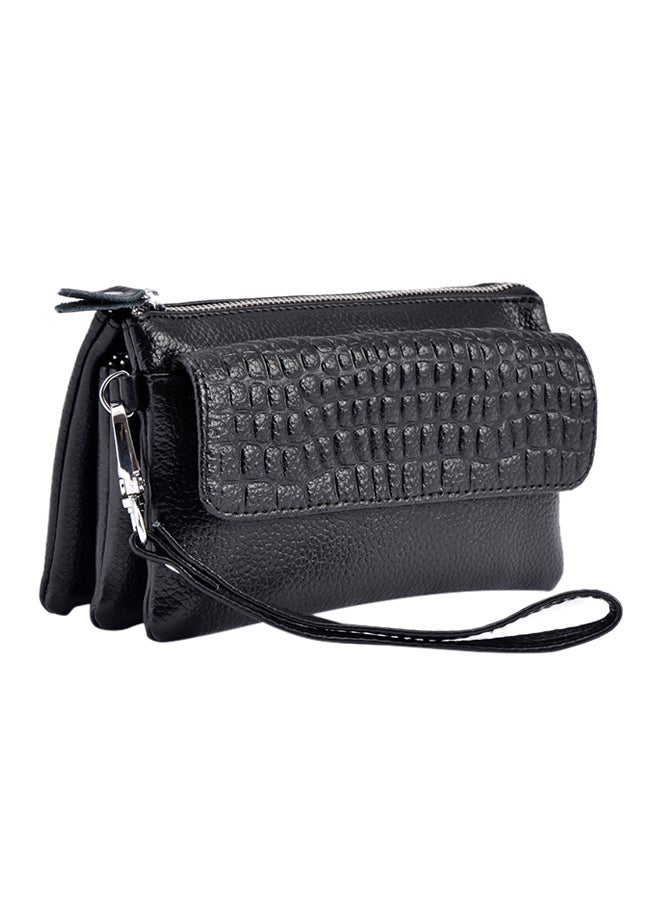 Generic Leather Wallet With Zipper Black 