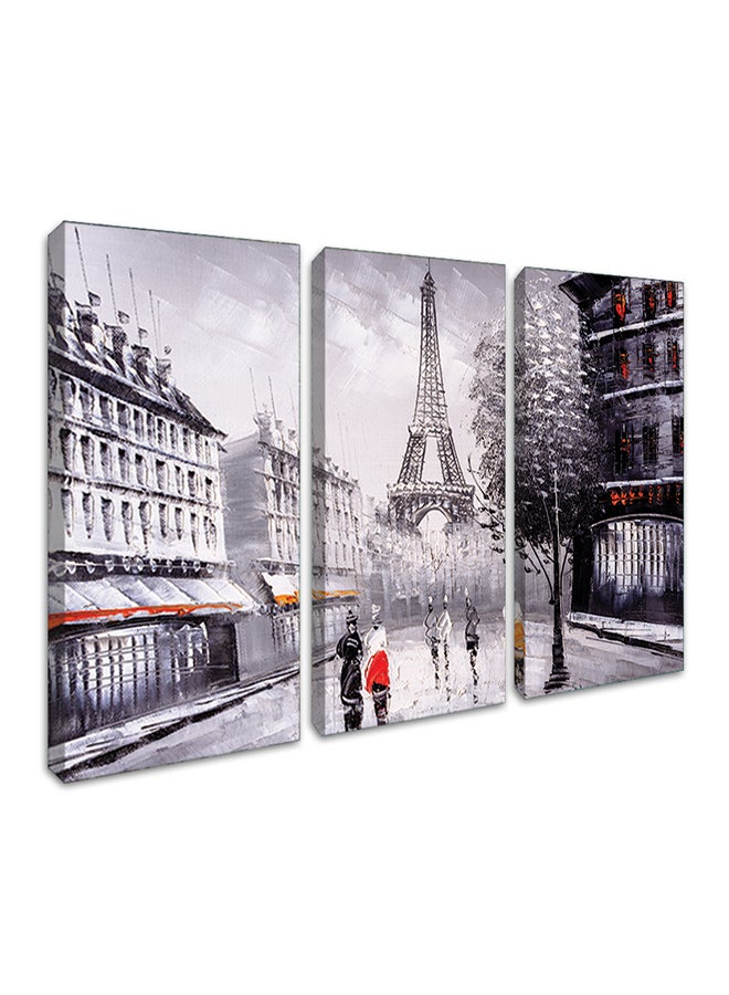 Sasb 3-Piece Printed Wall Art With Hidden Frame Grey/Black/Red 120x80x2.5cm