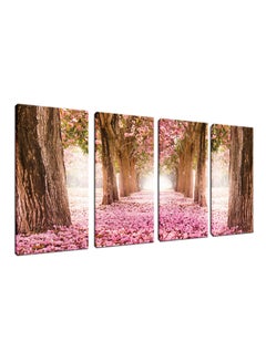 Sasb 4-Piece Printed Wall Art With Hidden Frame Pink/Brown/Green 160x80x2.5centimeter 