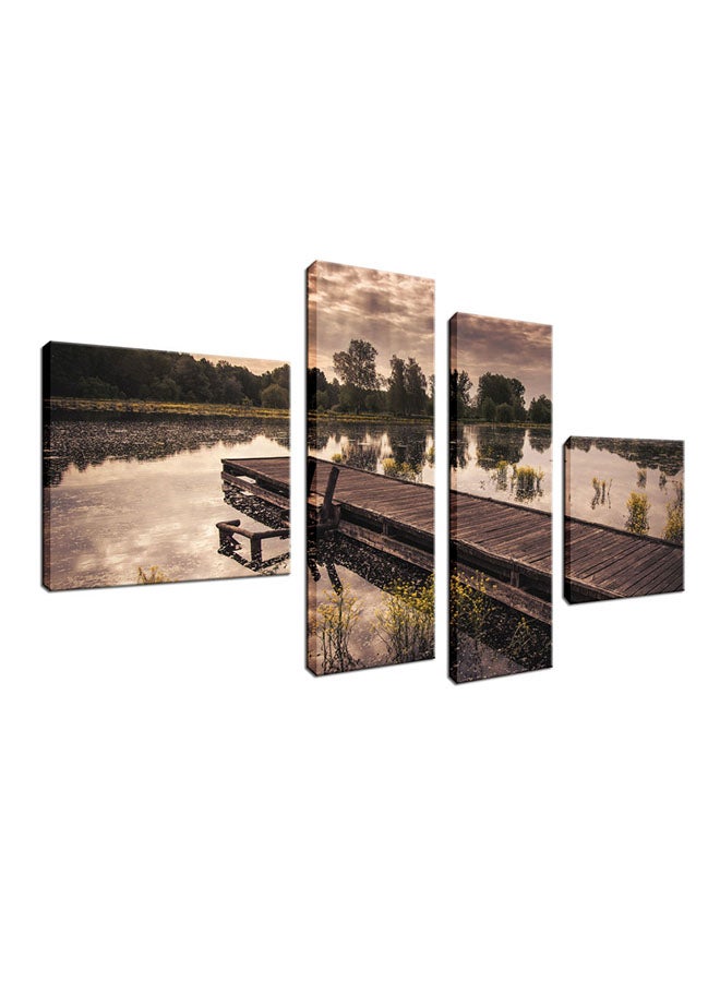 4-Piece Printed Wall Art With Hidden Frame Brown/Green/Grey 100x60x2.5centimeter - v1536915407/N17328967A_1