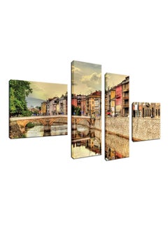 Sasb 4-Piece Printed Wall Art With Hidden Frame Brown/Green/Pink 100x60x2.5centimeter 