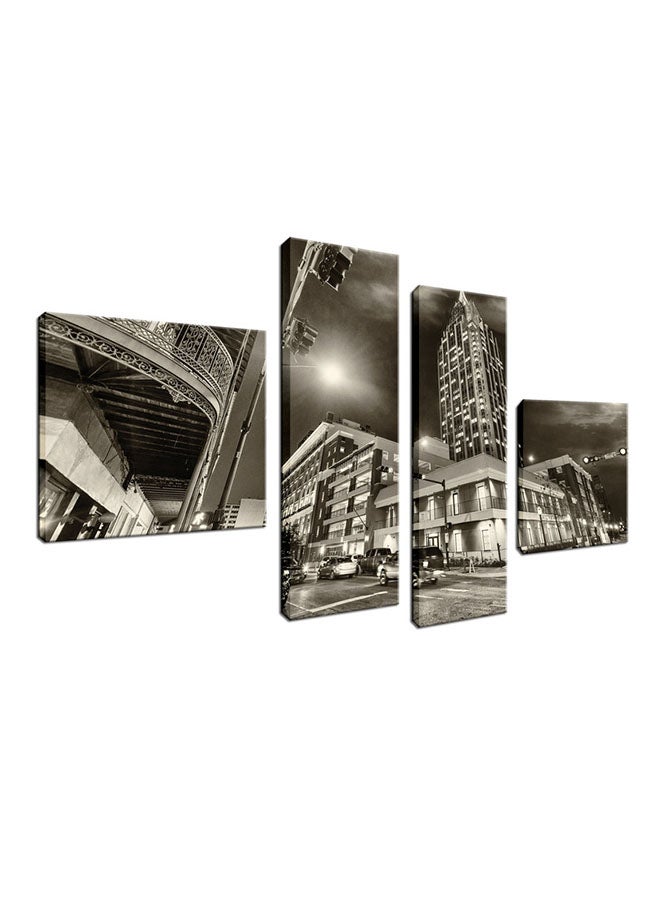 Sasb 4-Piece Printed Wall Art With Hidden Frame Grey/White 100x60x2.5cm
