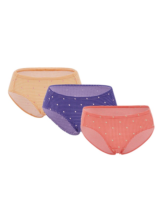 BYC - Pack Of 3 Printed Cotton Briefs BYL7719 Light Yellow/Light Orange/Purple - Image 1