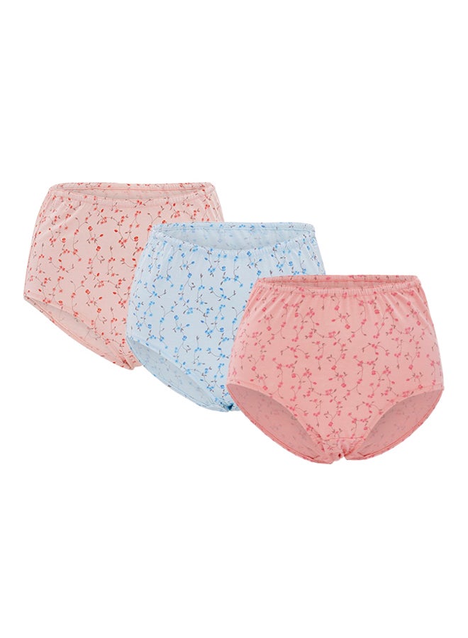 BYC - Pack Of 3 Floral Print Cotton Briefs BYL8216 Light Pink/Dark Pink/Light Blue - Image 1