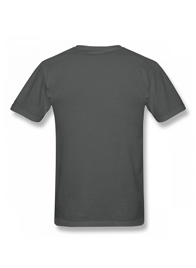 Legend Of Zelda Ocarina Of Time Symbols Printed Cotton Short Sleeve T-shirt Grey  - Image 2
