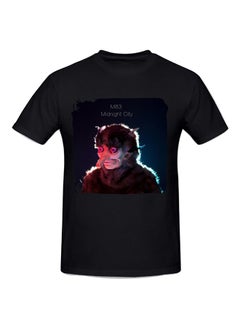 M83 Midnight City Printed Cotton Short Sleeve T-shirt Black