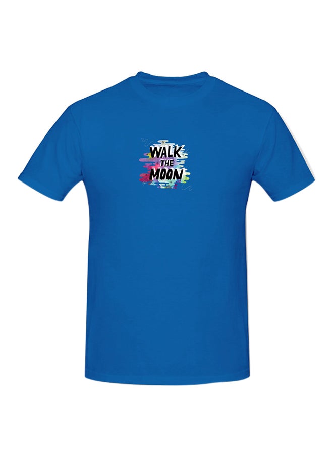 Walk The Moon Printed Cotton Short Sleeve T-Shirt Blue  - Image 1