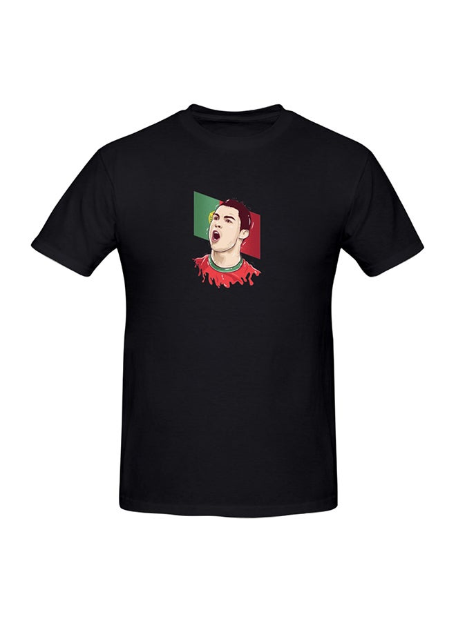 Cristiano Ronaldo Printed Cotton Short Sleeve T-shirt Black  - Image 1