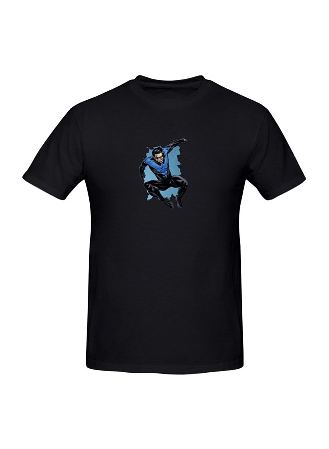 Nightwing Printed Cotton Short Sleeve T-shirt Black  - Image 1