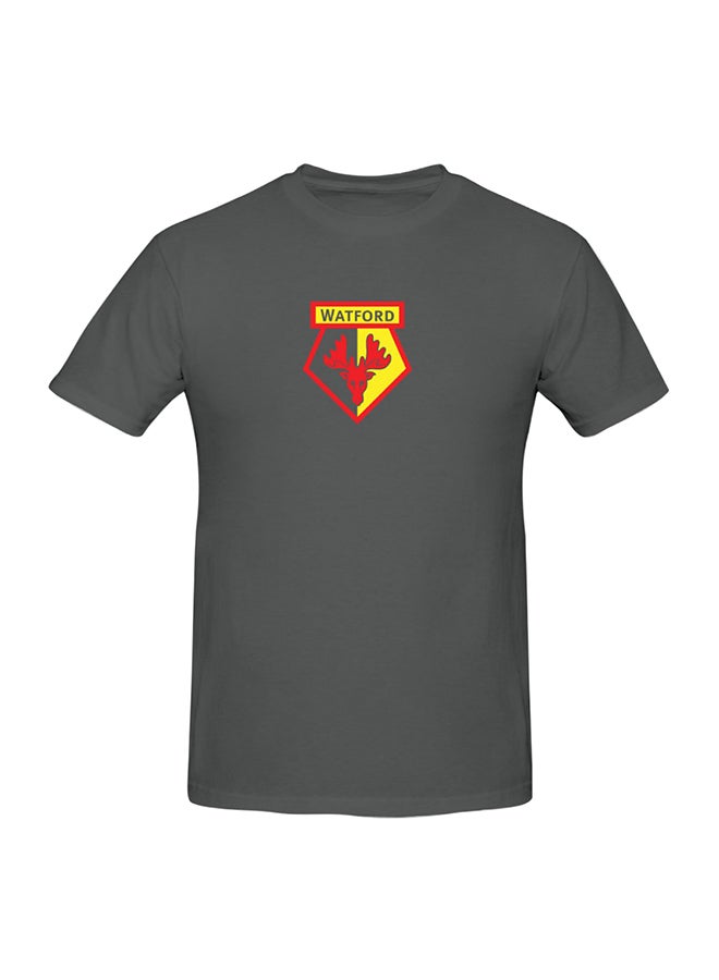 Watford Printed Cotton Short Sleeve T-shirt Grey  - Image 1