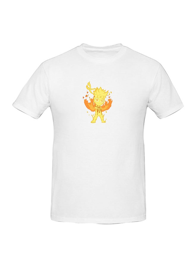 Chibi Naruto Rikudou Anime Printed Cotton Short Sleeve T-Shirt White  - Image 1
