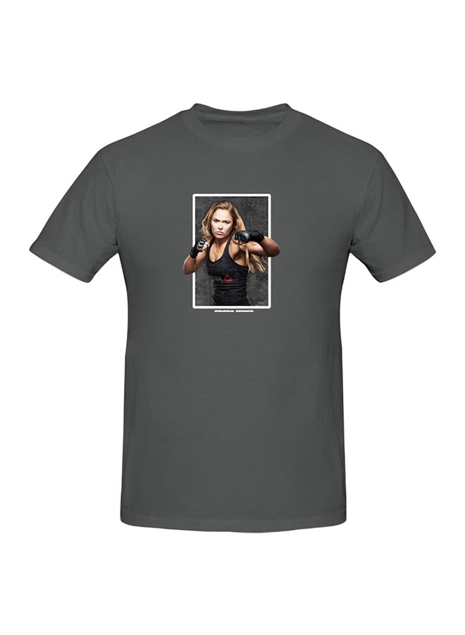 Ronda Rousey Ufc 190 Rowdy Printed Cotton Short Sleeves T-Shirt Grey  - Image 1