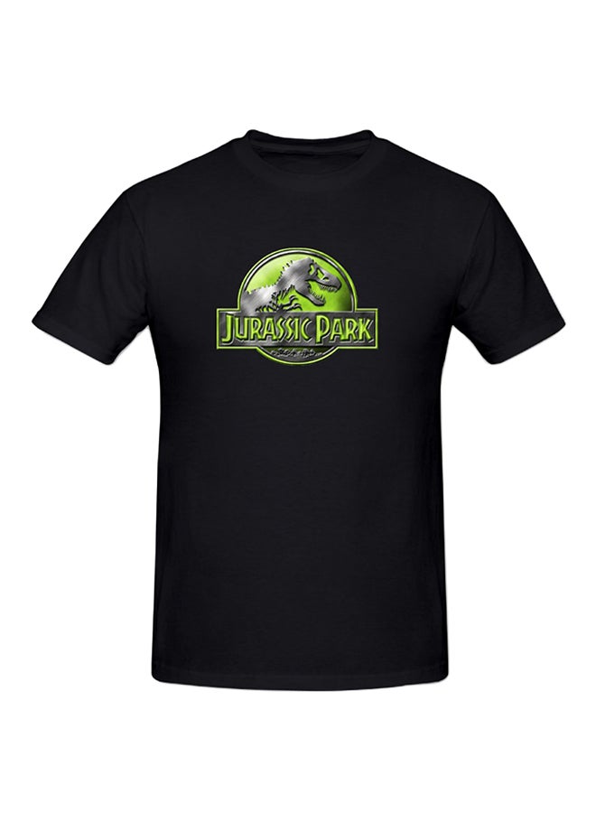 Jurassic Printed Cotton Short Sleeves T-Shirt Black  - Image 1