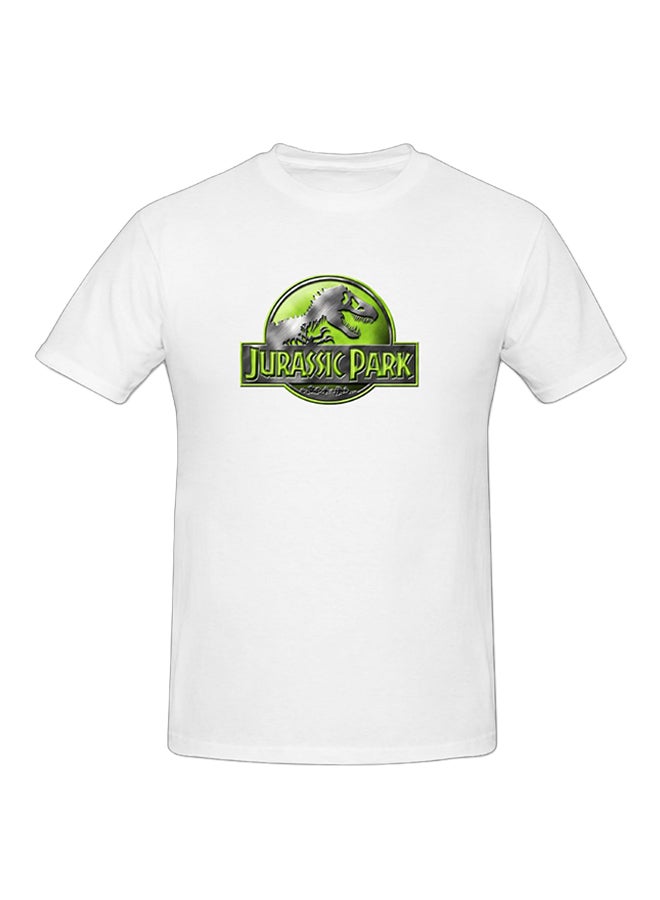 Jurassic Printed Cotton Short Sleeves T-Shirt White  - Image 1