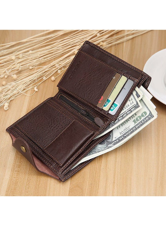 ماركة غير محددة - محفظة جلدية متعددة الاستخدامات بلون القهوة - Image 1