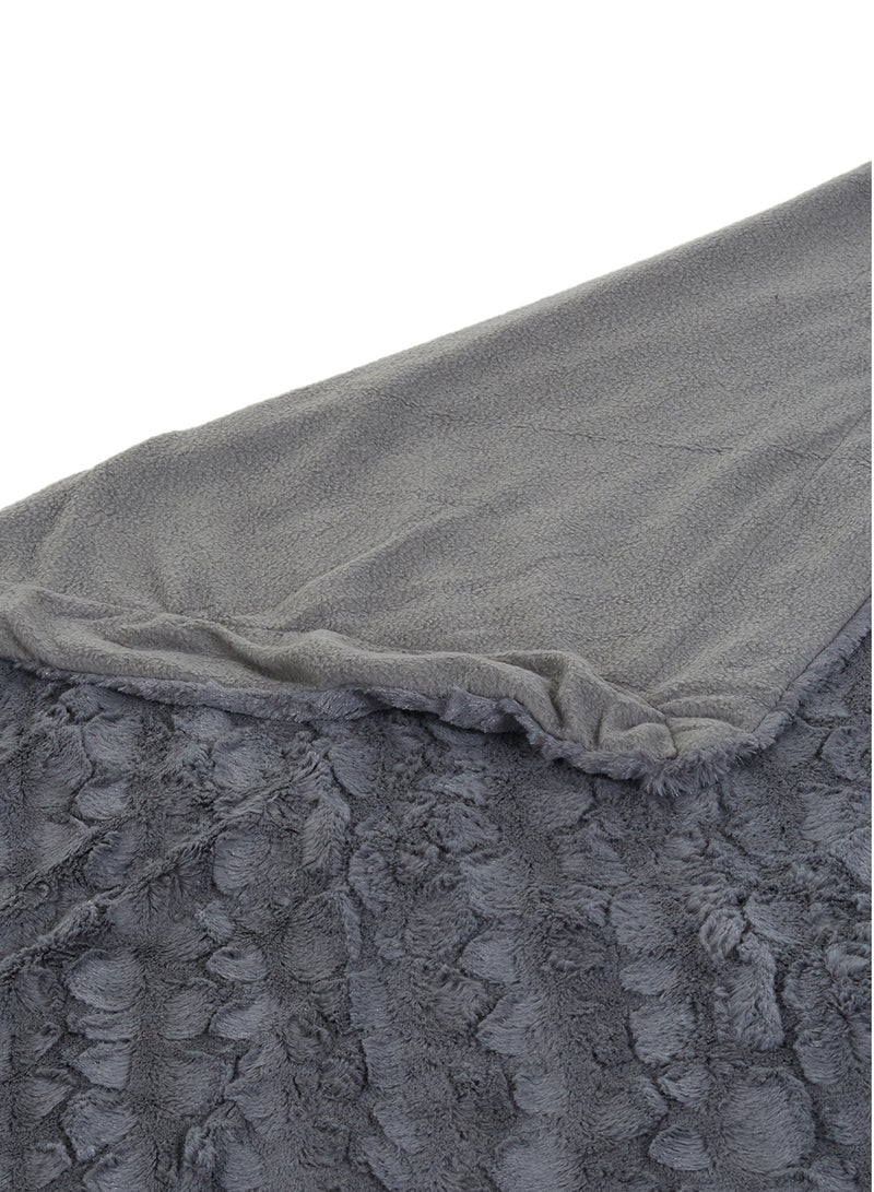 JYSK - Myggblom Throw polyester Grey 130x170cm - Image 1