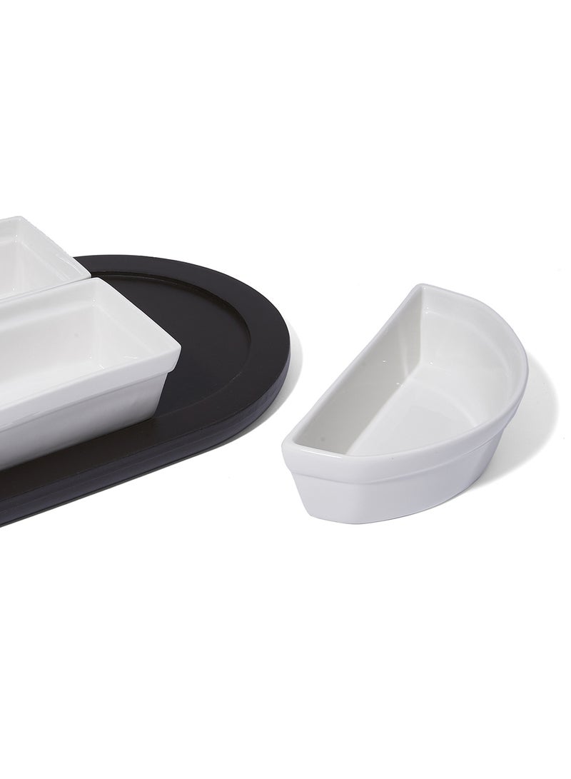 SYMPHONY 5-Piece Quadrant Serving Set White/Brown 14 x 10cm  - Image 3