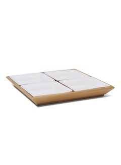 5-Piece Bamboo Square Serving Plate White 10 x 2.2centimeter - v1537085445/N17285693A_1