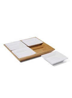 5-Piece Bamboo Square Serving Plate White 10 x 2.2centimeter - v1537085445/N17285693A_2