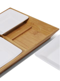 5-Piece Bamboo Square Serving Plate White 10 x 2.2centimeter - v1537085446/N17285693A_3