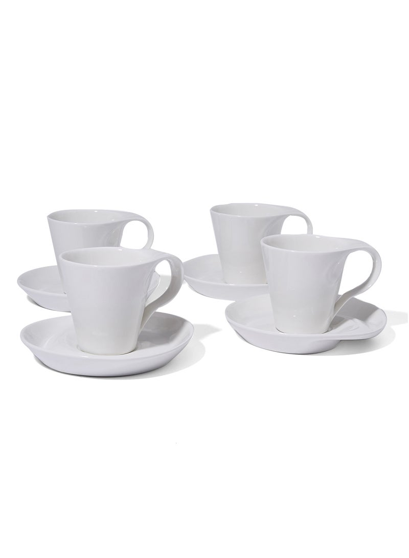 SYMPHONY 8-Piece Cappuccino Cup And Saucer Set White 240ml - Image 1