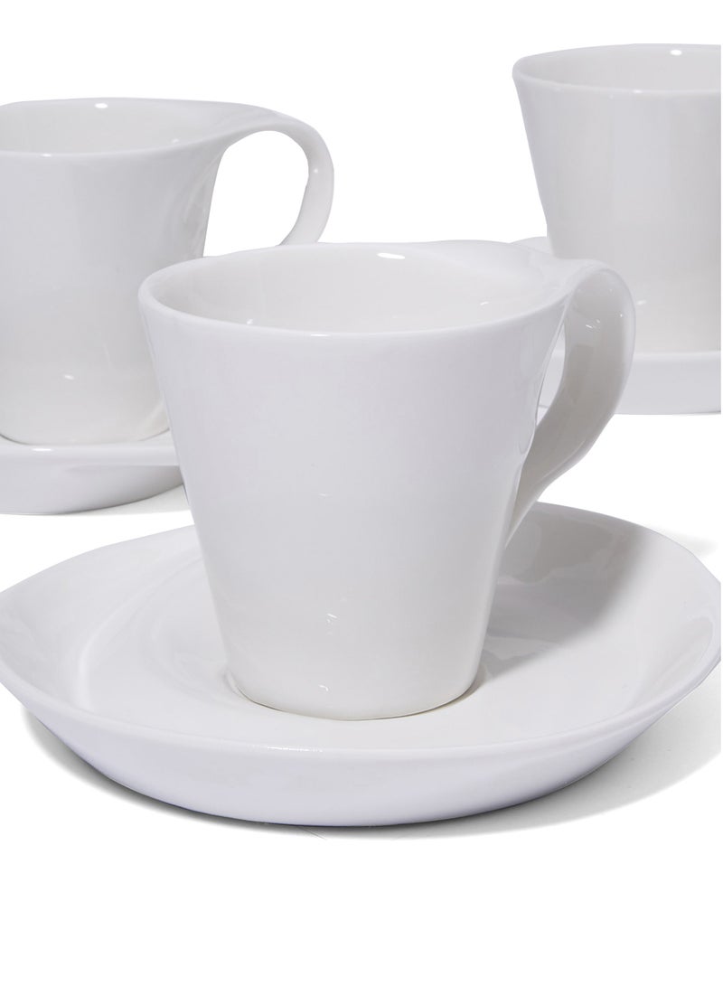 SYMPHONY 8-Piece Cappuccino Cup And Saucer Set White 240ml - Image 2