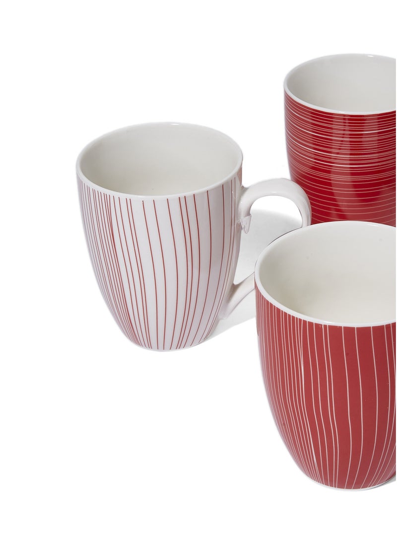 SYMPHONY 4-Piece Fine Line Mug Set Red/White - Image 2
