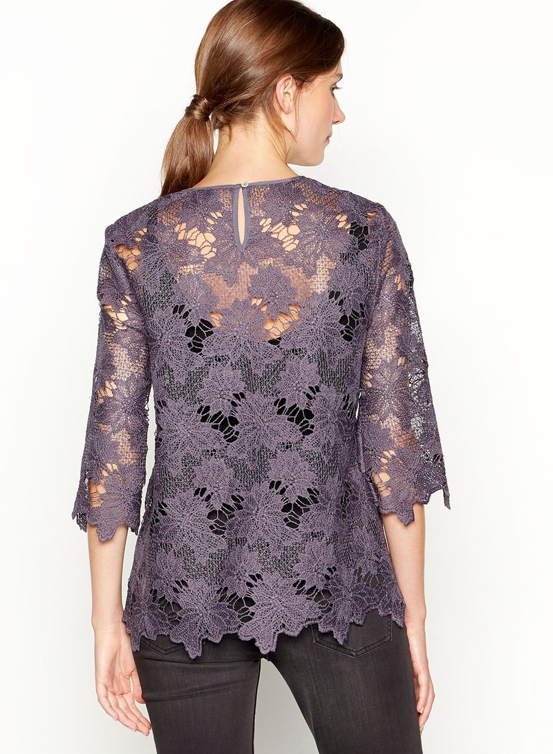 DEBENHAMS - RJR.John Rocha Chunky Lace Top Purple - Image 1