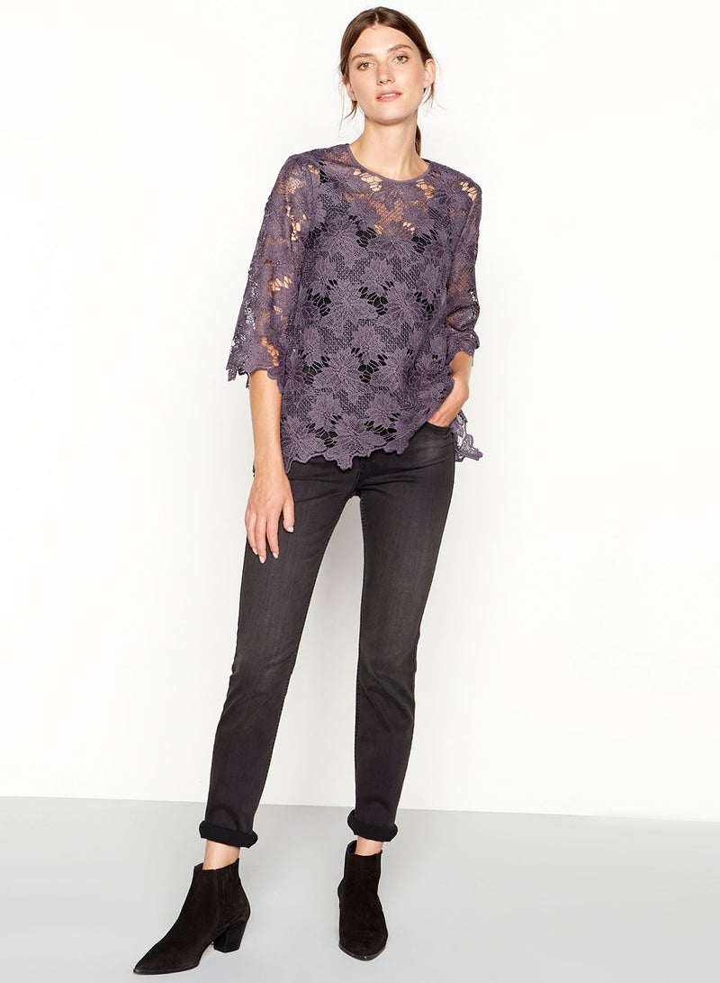 DEBENHAMS - RJR.John Rocha Chunky Lace Top Purple - Image 1